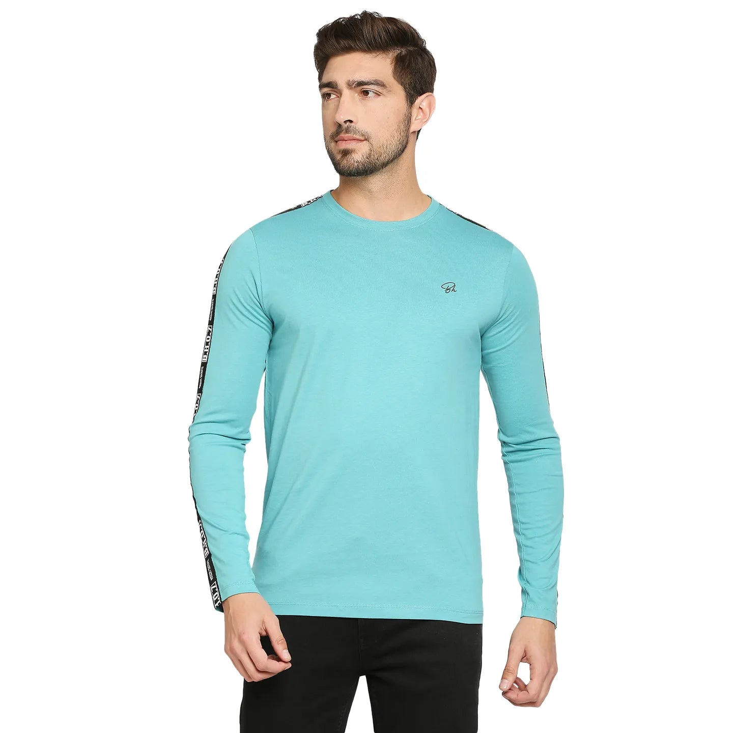Blue Regular Fit Men's Long Sleeves T-Shirt by Being Human Clothing