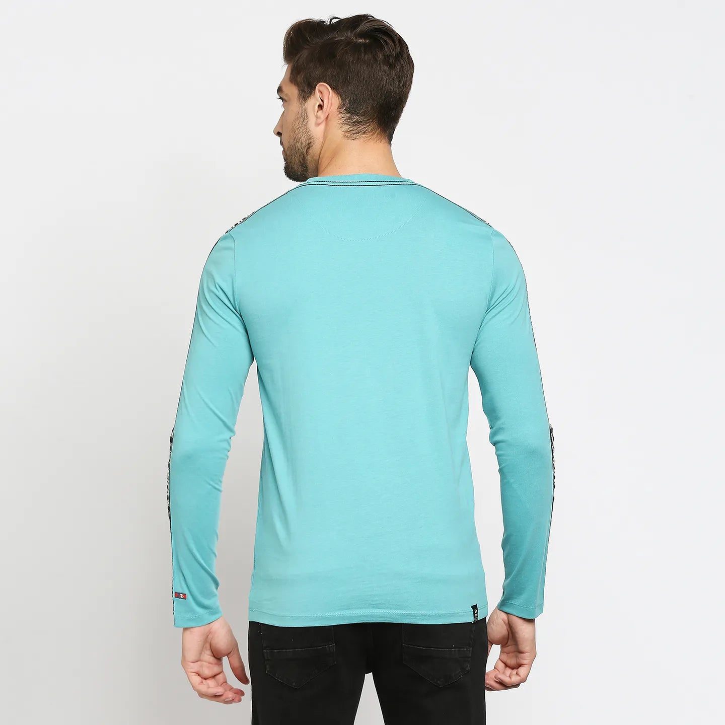 Blue Regular Fit Men's Long Sleeves T-Shirt by Being Human Clothing