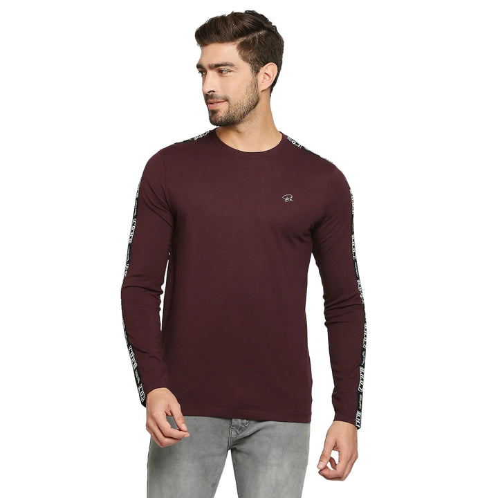 Red Regular Fit Men's Long Sleeves T-Shirt by Being Human Clothing