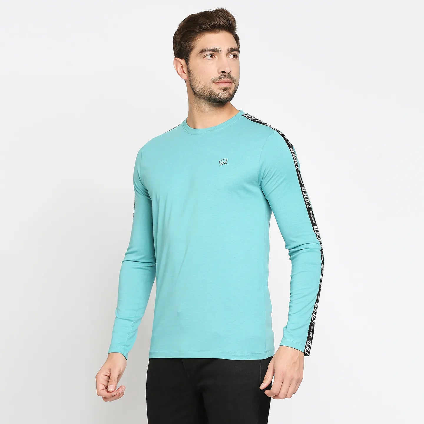 Blue Regular Fit Men's Long Sleeves T-Shirt by Being Human Clothing