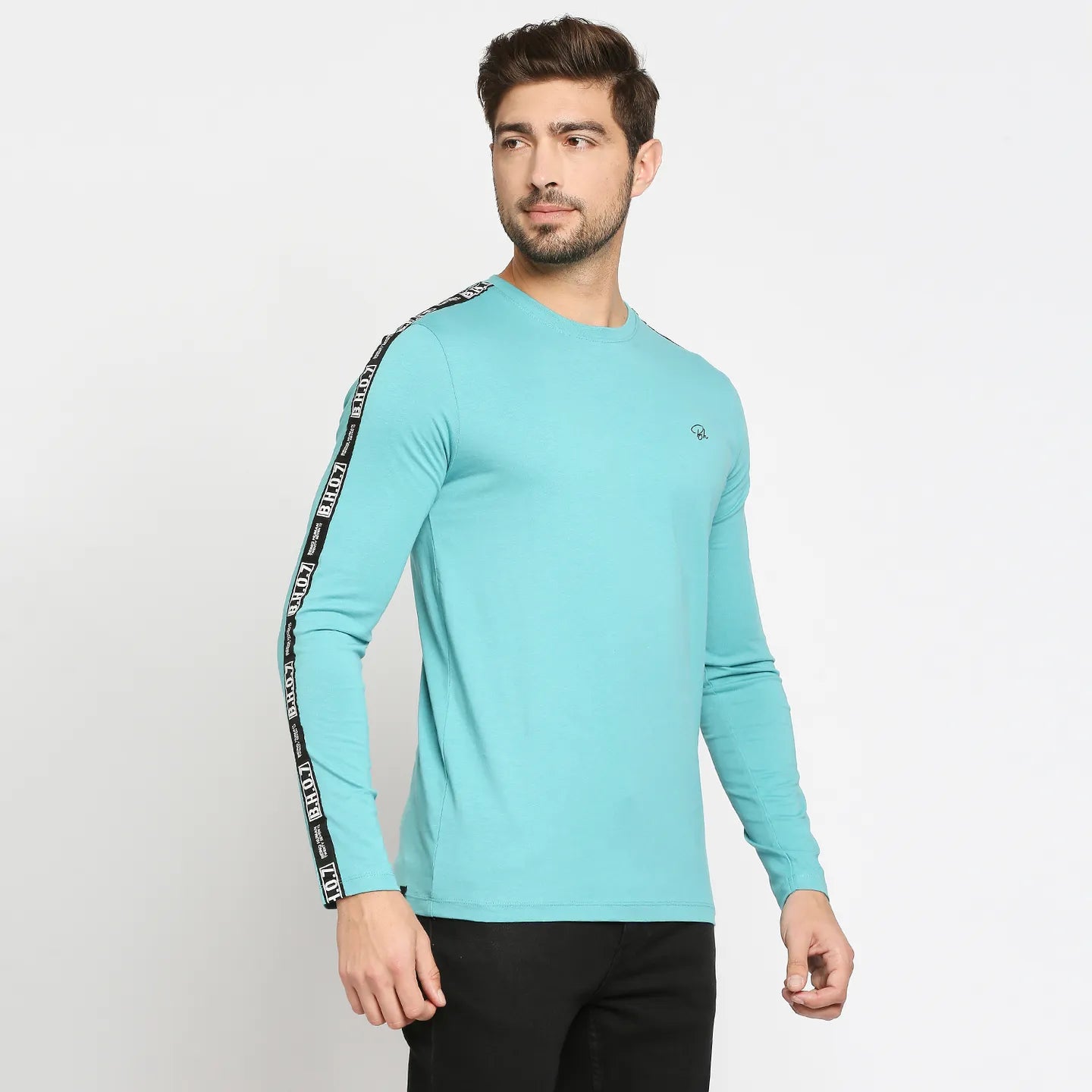 Blue Regular Fit Men's Long Sleeves T-Shirt by Being Human Clothing