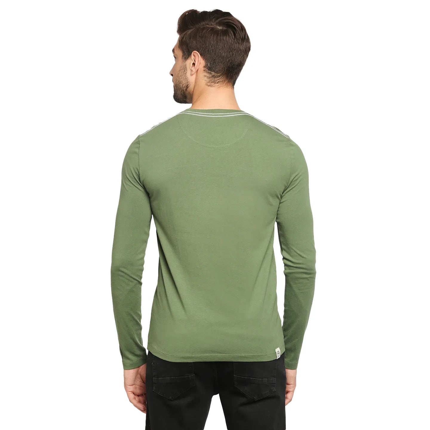 Green Regular Fit Men's Long Sleeves T-Shirt by Being Human Clothing