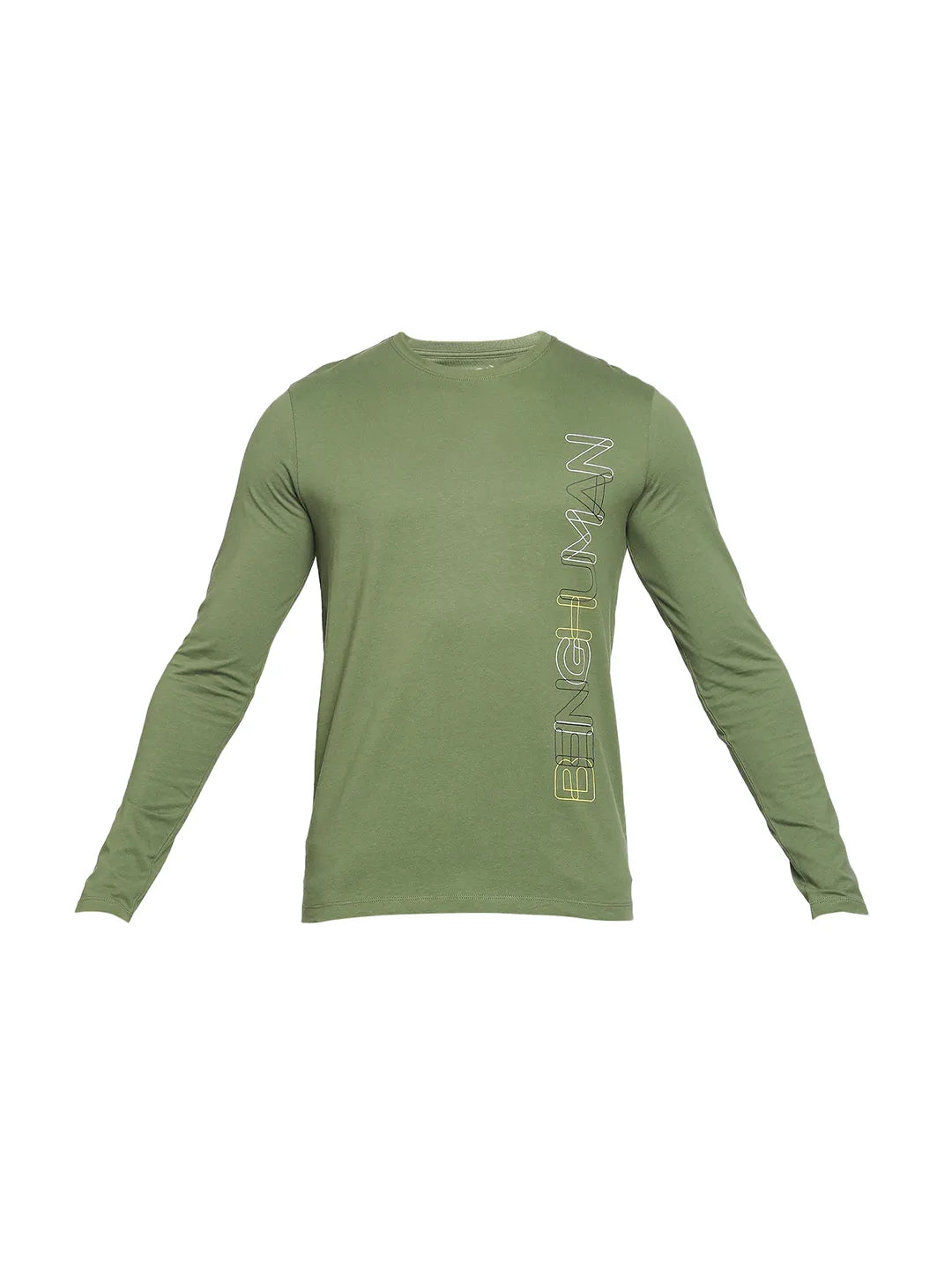 Green Regular Fit Men's Long Sleeves T-Shirt by Being Human Clothing
