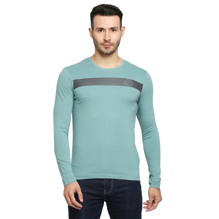 Green Regular Fit Men's Long Sleeves T-Shirt by Being Human Clothing