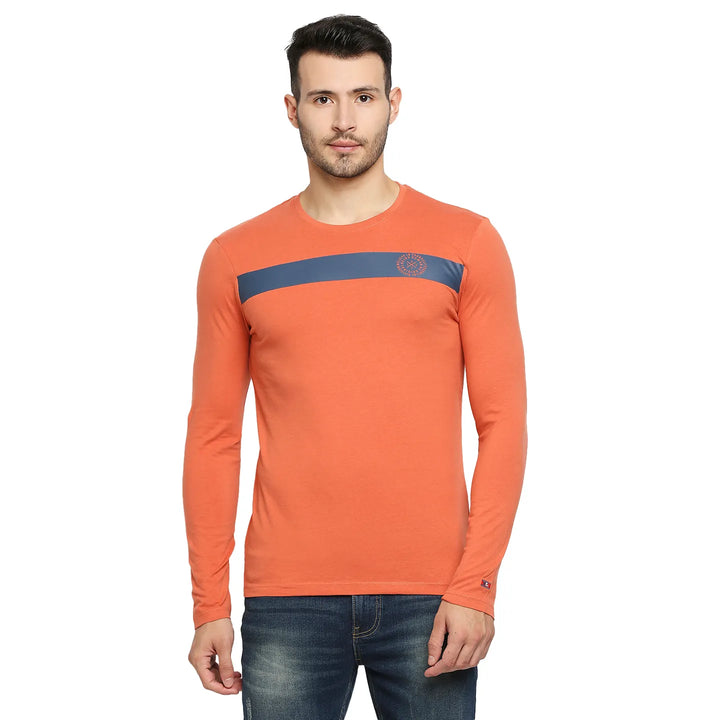 Brown Regular Fit Men's Long Sleeves T-Shirt by Being Human Clothing