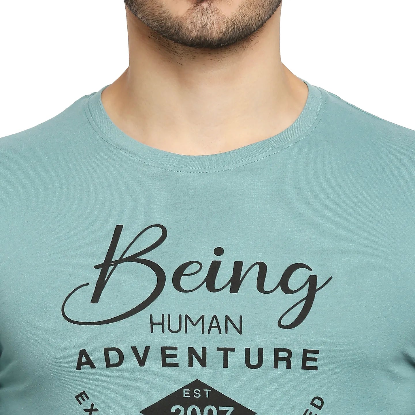 Green Regular Fit Men's Long Sleeves T-Shirt by Being Human Clothing