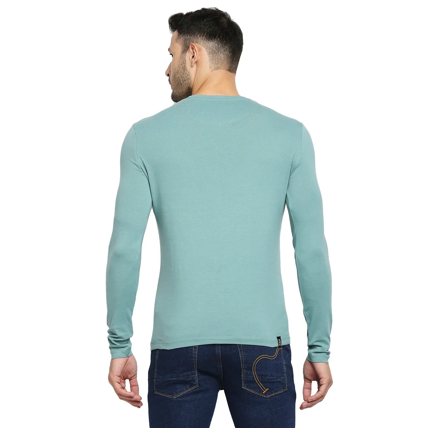 Green Regular Fit Men's Long Sleeves T-Shirt by Being Human Clothing