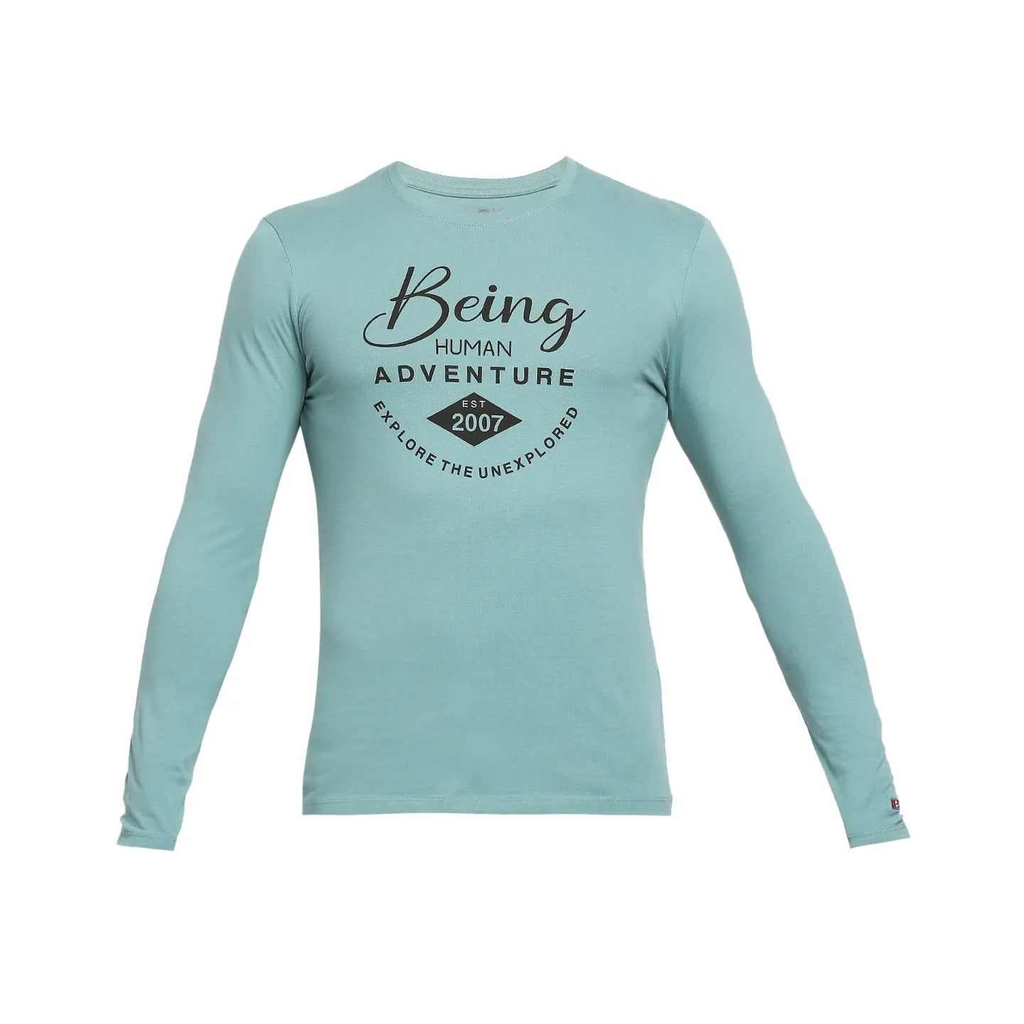 Green Regular Fit Men's Long Sleeves T-Shirt by Being Human Clothing