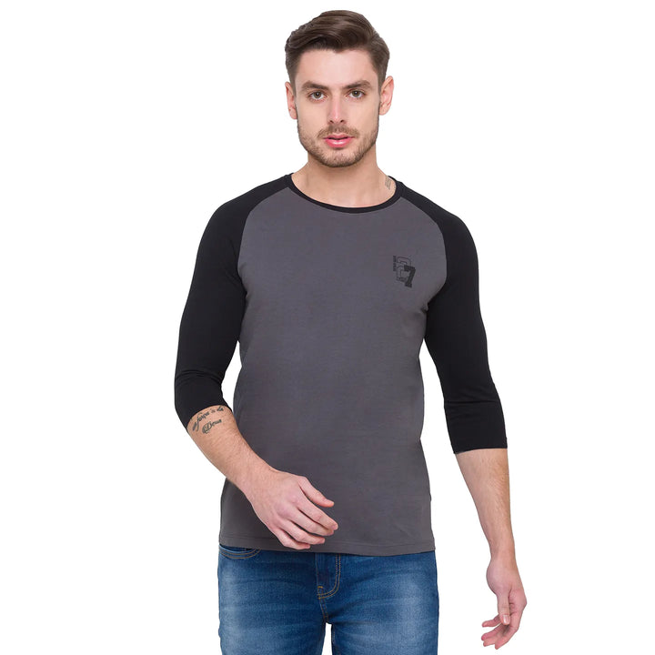 Grey Regular Fit Men's Long Sleeves T-Shirt by Being Human Clothing