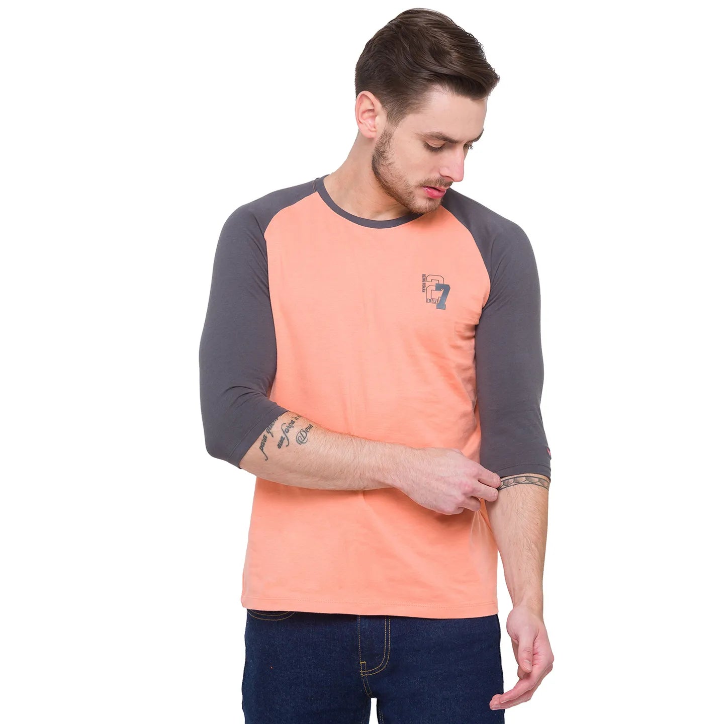 Pink Regular Fit Men's Long Sleeves T-Shirt by Being Human Clothing