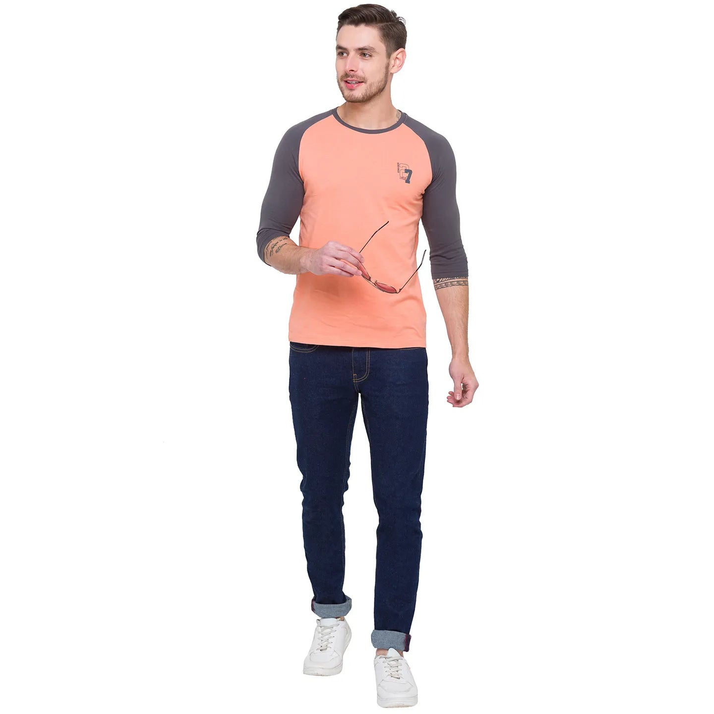 Pink Regular Fit Men's Long Sleeves T-Shirt by Being Human Clothing