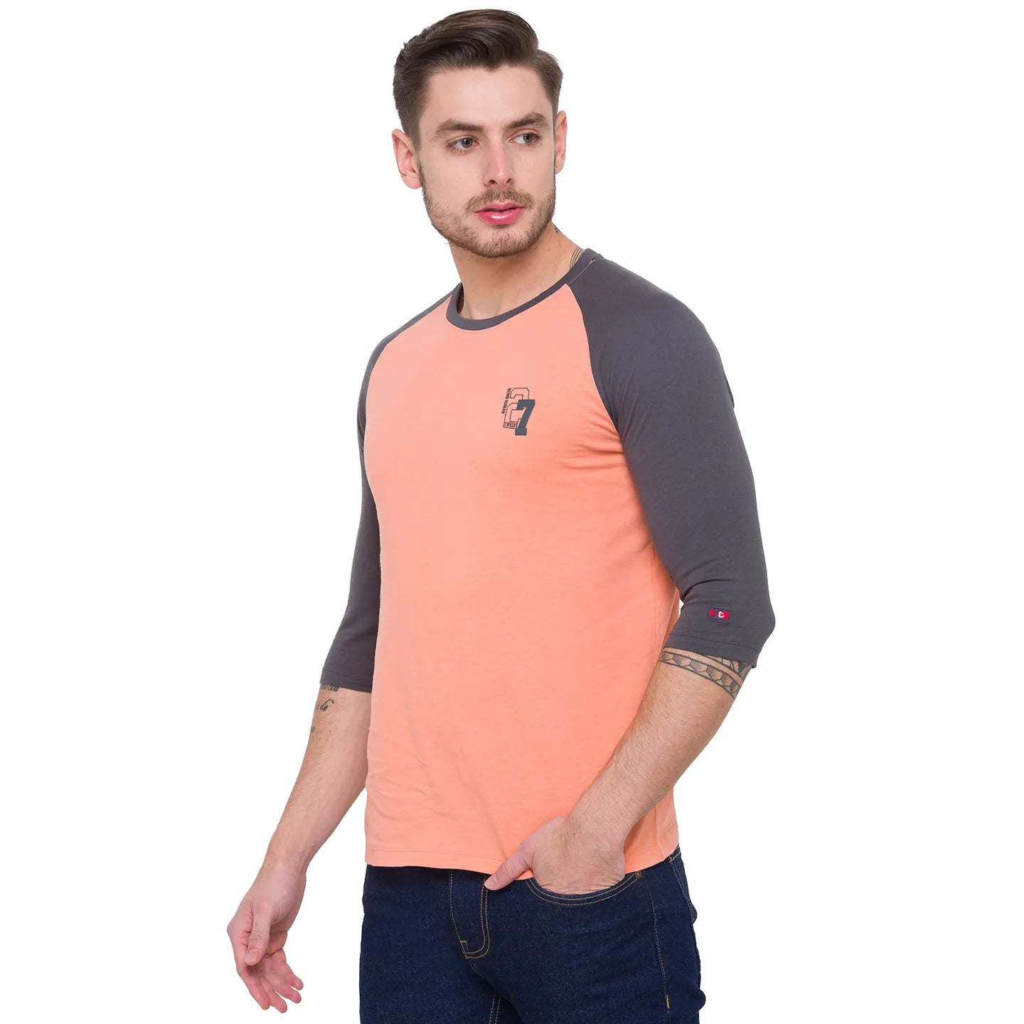 Pink Regular Fit Men's Long Sleeves T-Shirt by Being Human Clothing