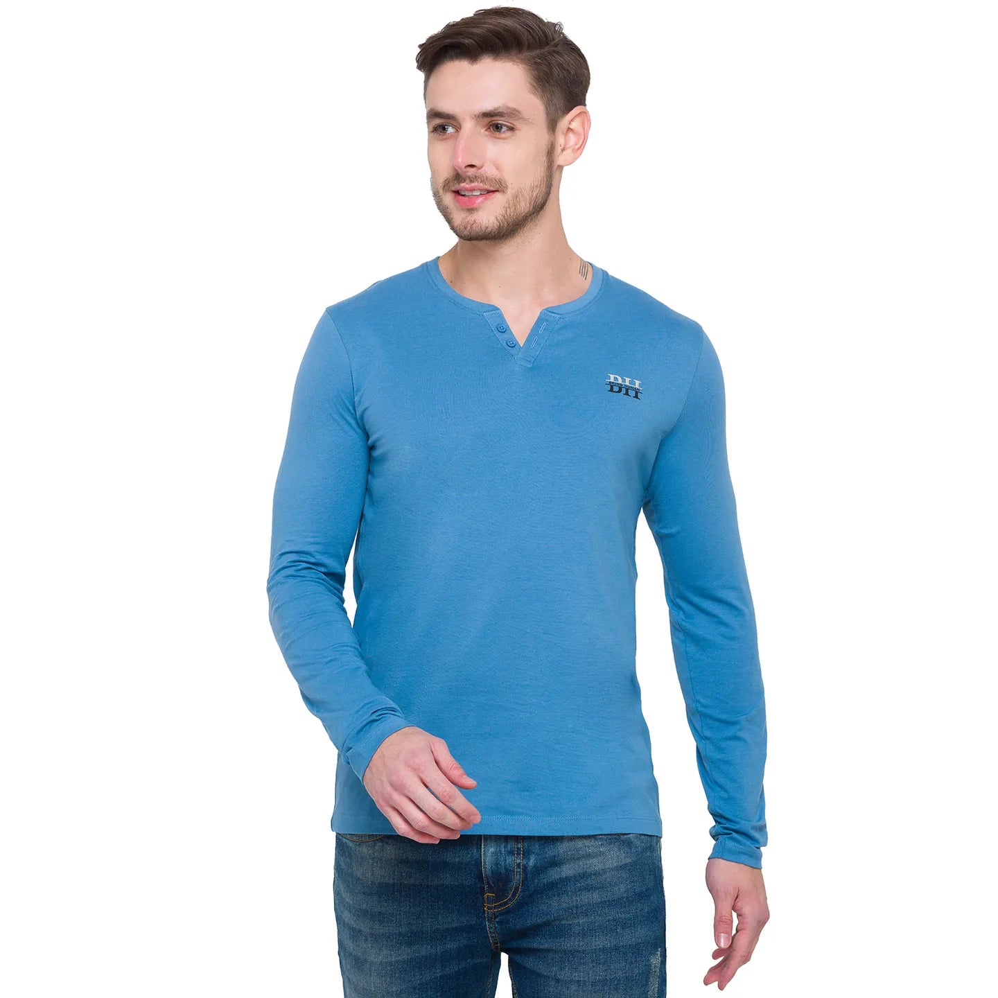Blue Regular Fit Men's Long Sleeves T-Shirt by Being Human Clothing