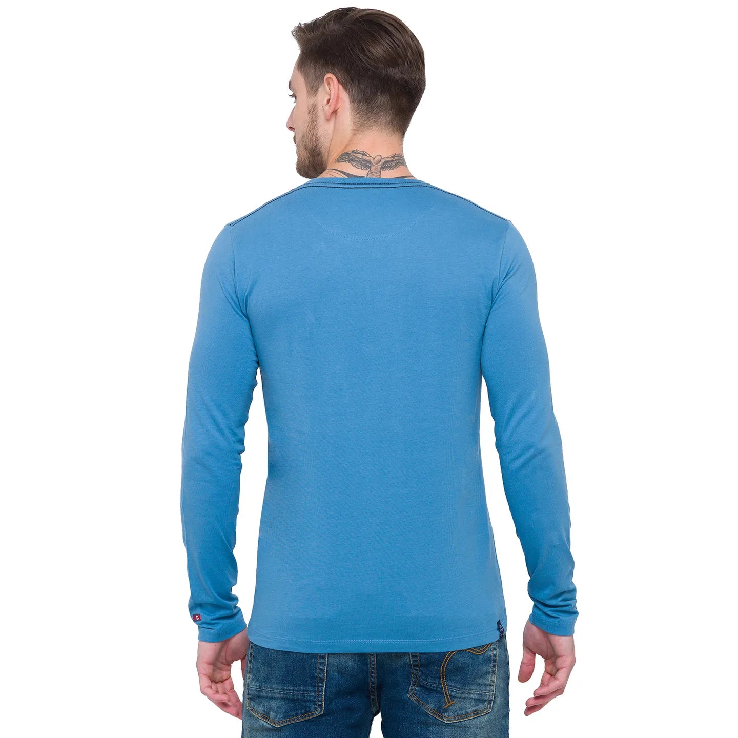 Blue Regular Fit Men's Long Sleeves T-Shirt by Being Human Clothing