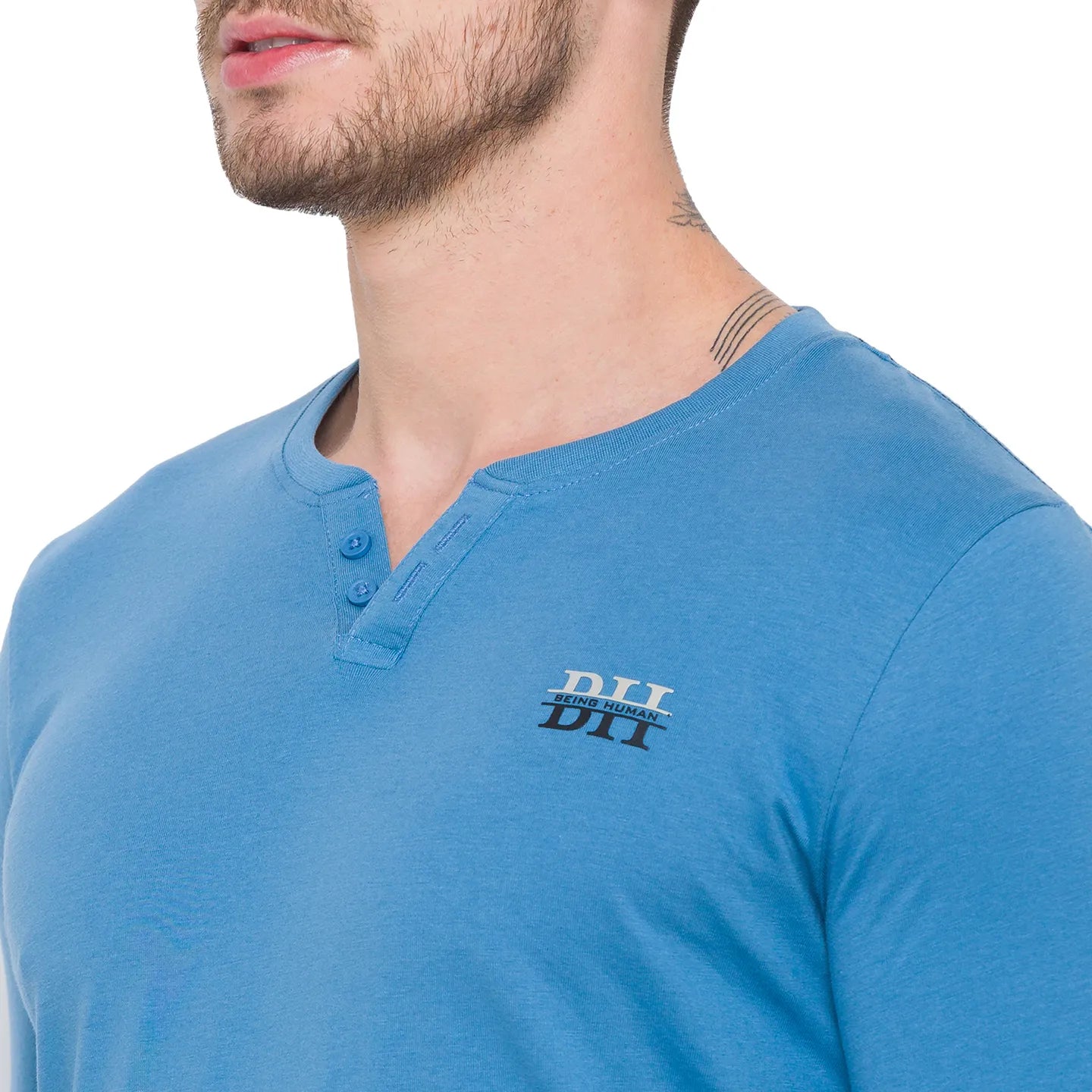 Blue Regular Fit Men's Long Sleeves T-Shirt by Being Human Clothing