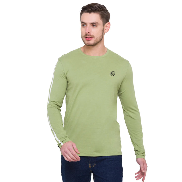 Green Regular Fit Men's Long Sleeves T-Shirt by Being Human Clothing