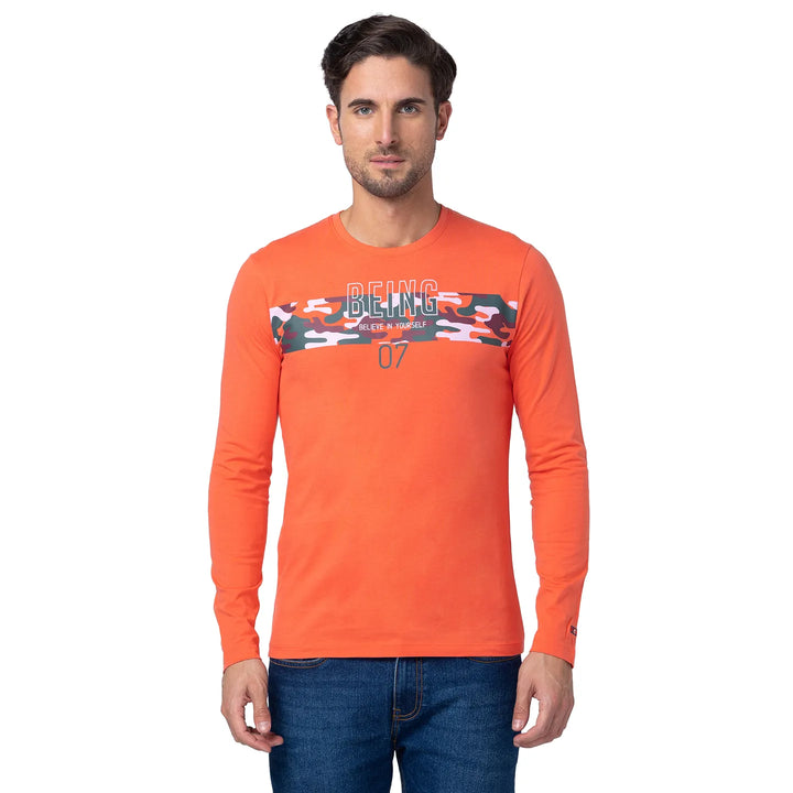 Pink Regular Fit Men's Long Sleeves T-Shirt by Being Human Clothing