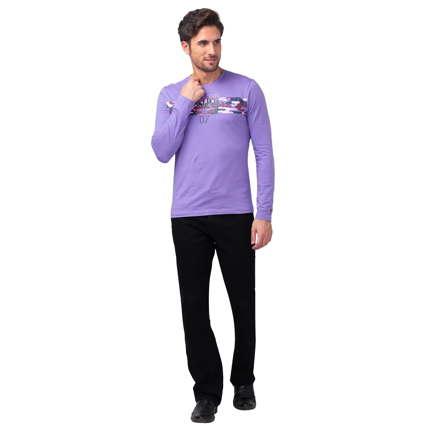 Purple Regular Fit Men's Long Sleeves T-Shirt by Being Human Clothing