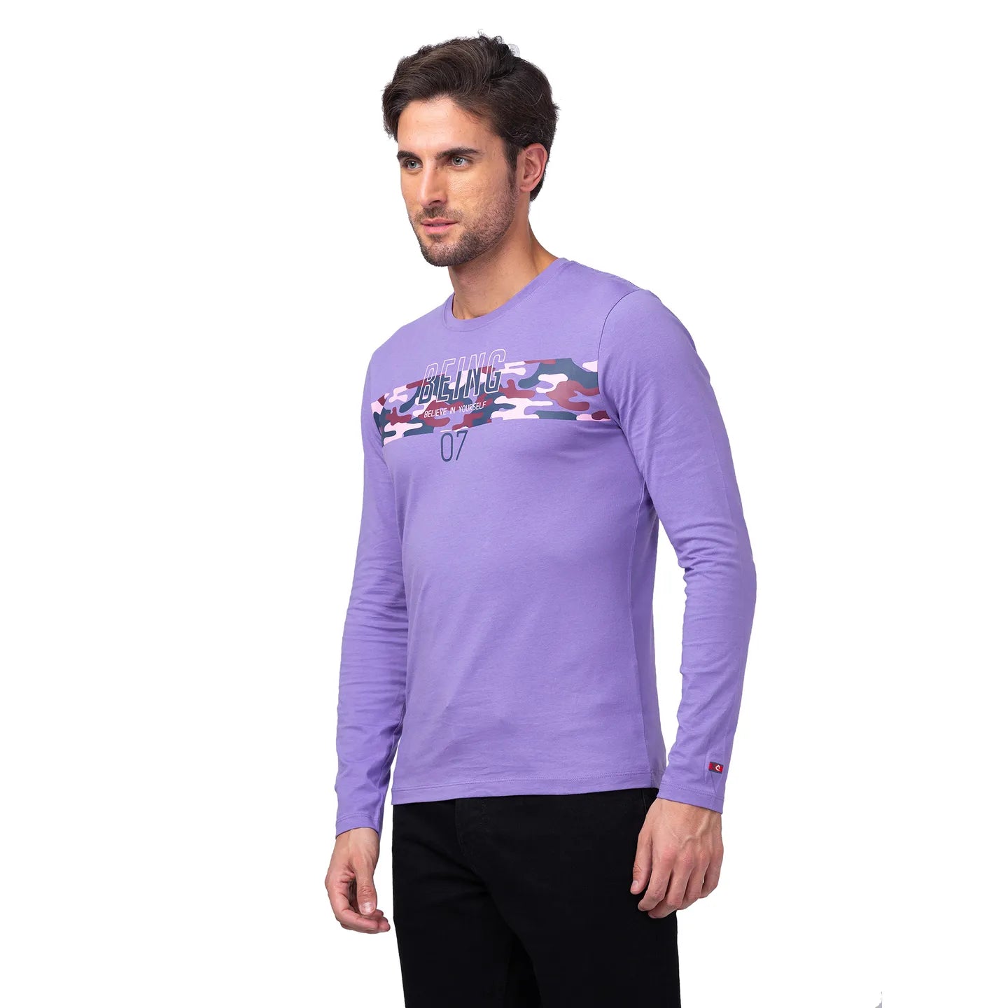 Purple Regular Fit Men's Long Sleeves T-Shirt by Being Human Clothing