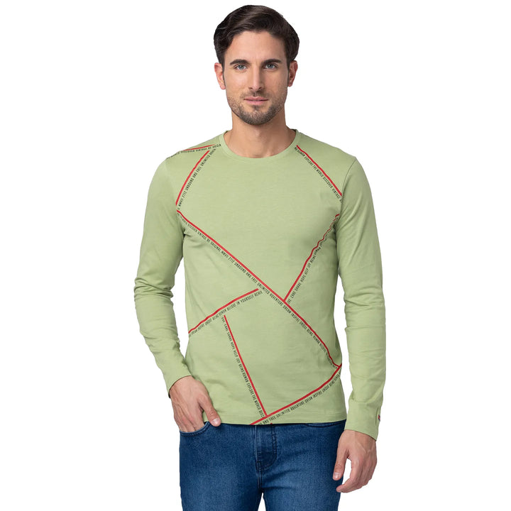Green Regular Fit Men's Long Sleeves T-Shirt by Being Human Clothing