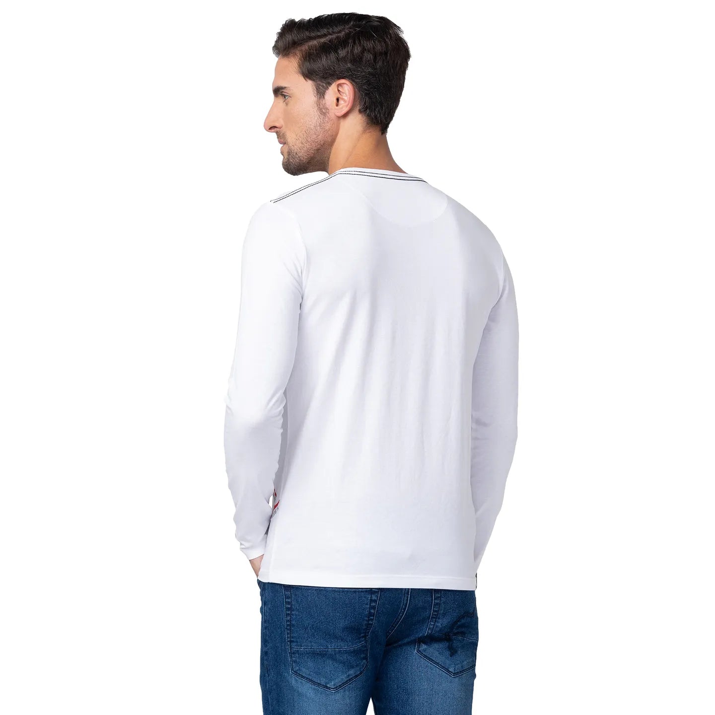 White Regular Fit Men's Long Sleeves T-Shirt by Being Human Clothing