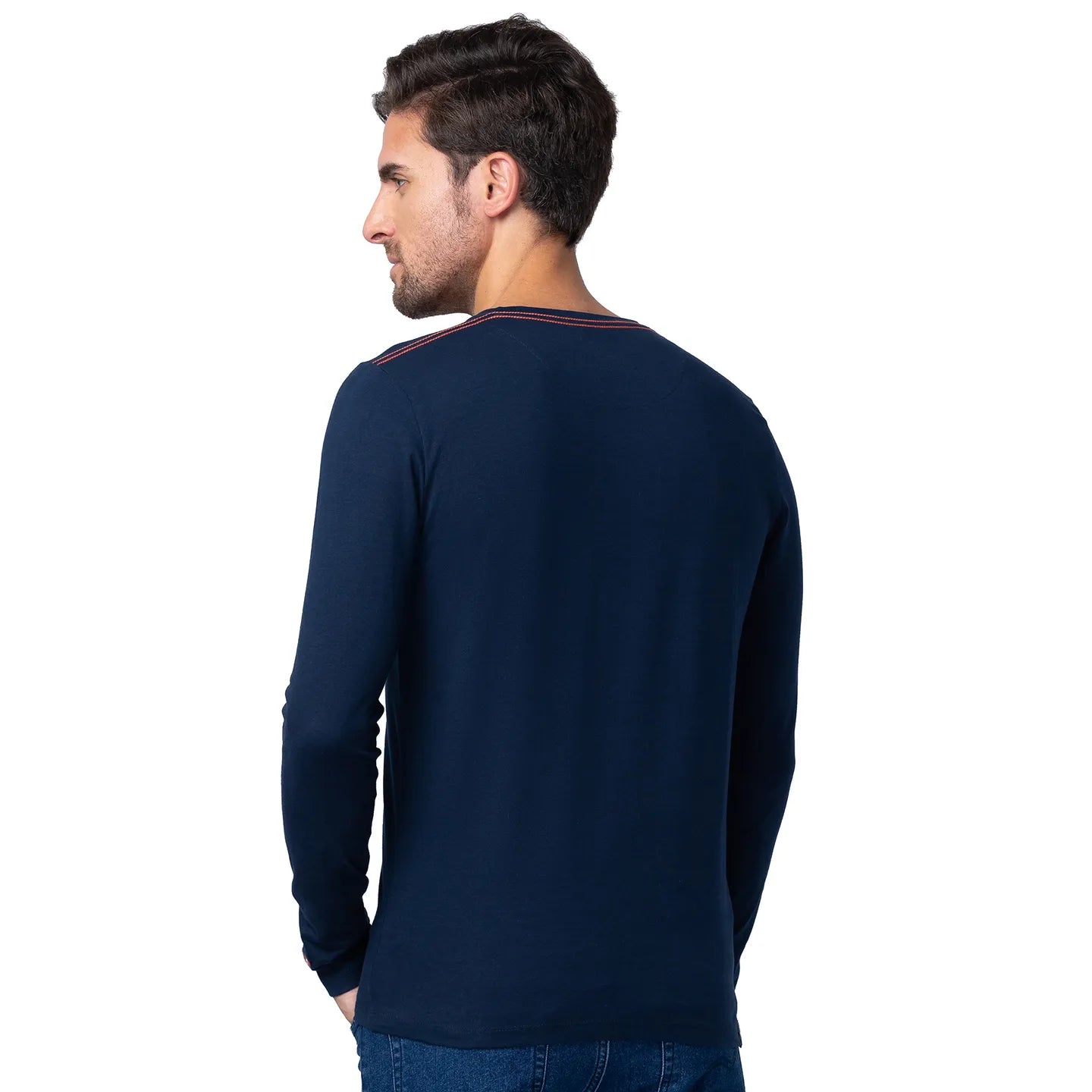 Blue Regular Fit Men's Long Sleeves T-Shirt by Being Human Clothing