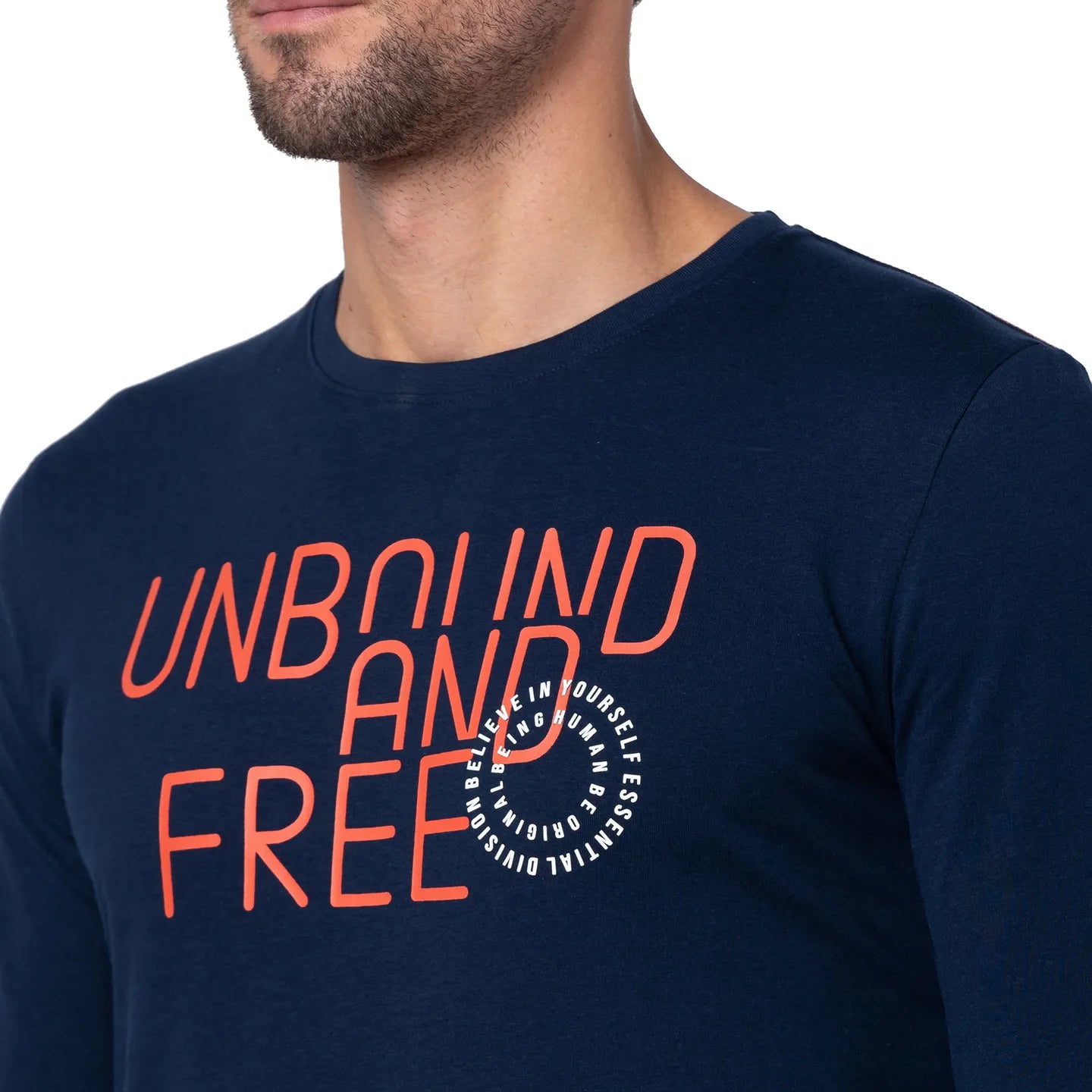 Blue Regular Fit Men's Long Sleeves T-Shirt by Being Human Clothing