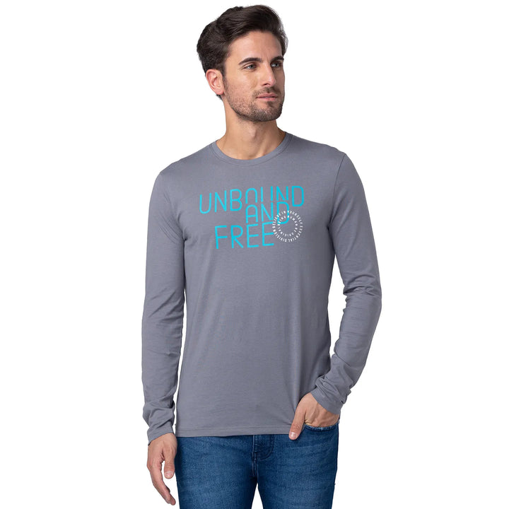 Grey Regular Fit Men's Long Sleeves T-Shirt by Being Human Clothing