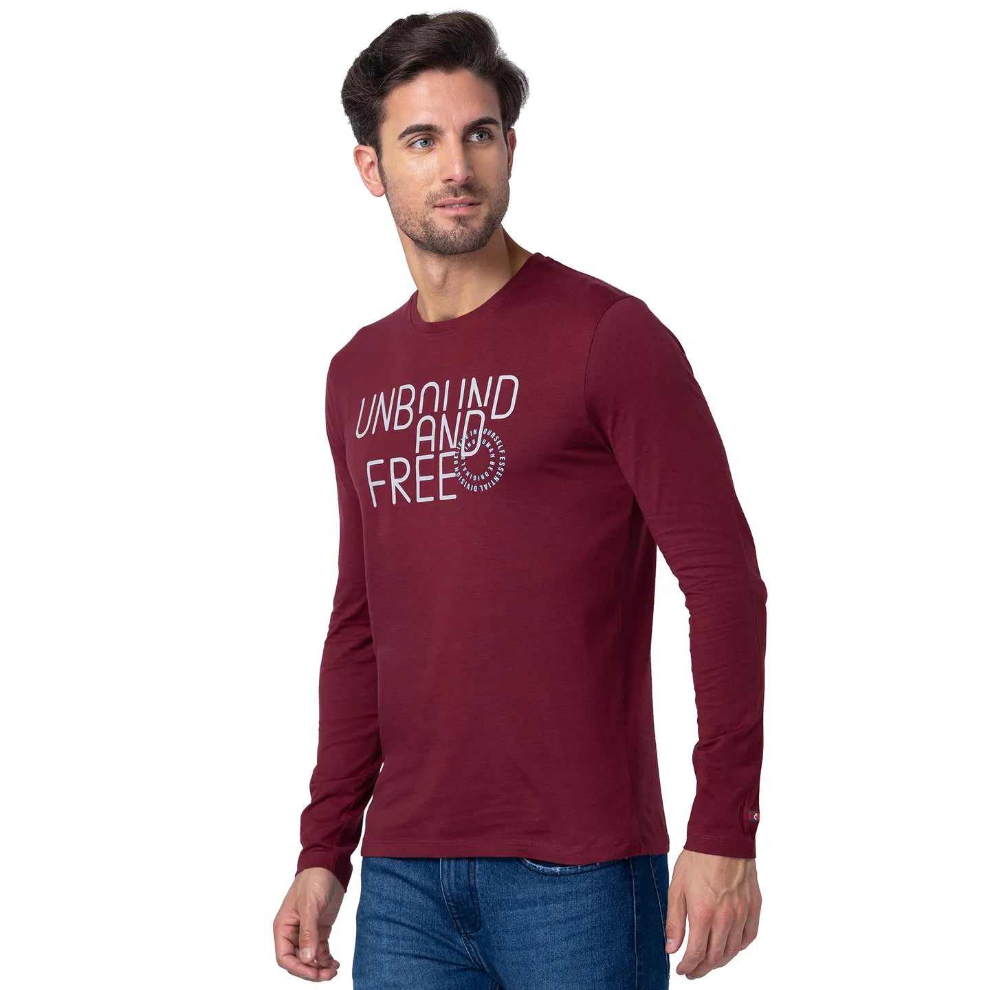 Red Regular Fit Men's Long Sleeves T-Shirt by Being Human Clothing