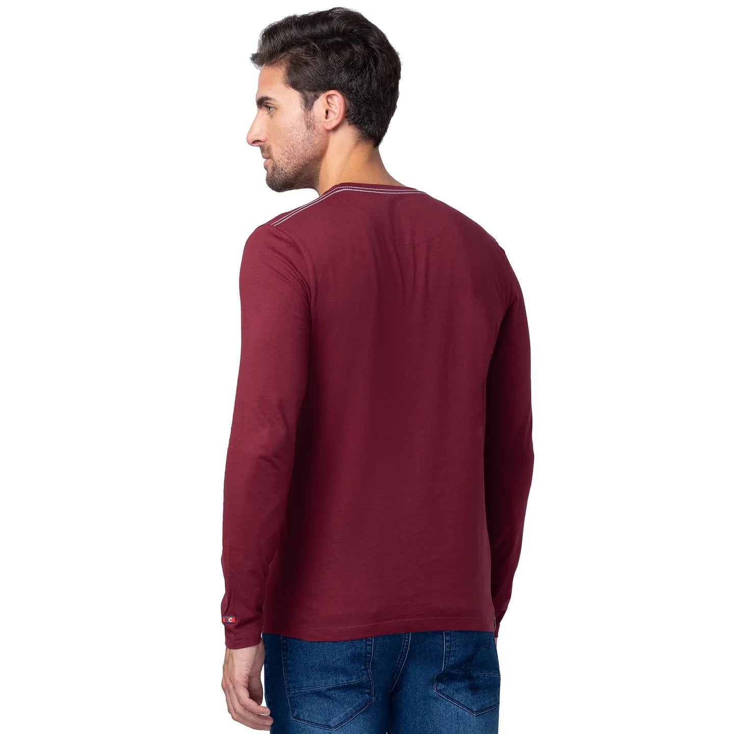 Red Regular Fit Men's Long Sleeves T-Shirt by Being Human Clothing