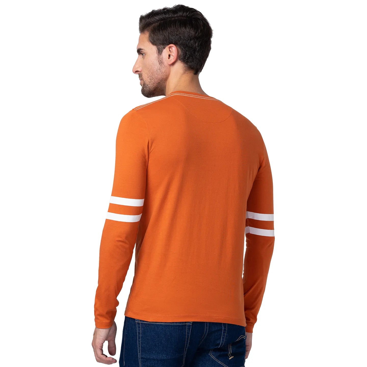Orange Regular Fit Men's Long Sleeves T-Shirt by Being Human Clothing