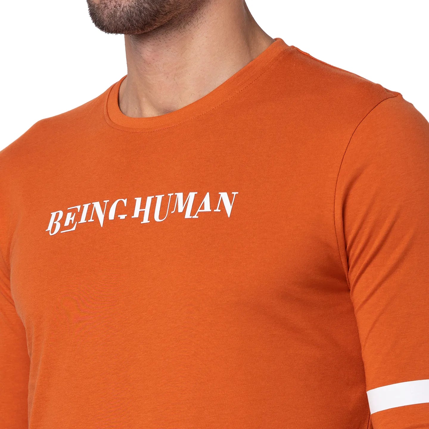 Orange Regular Fit Men's Long Sleeves T-Shirt by Being Human Clothing
