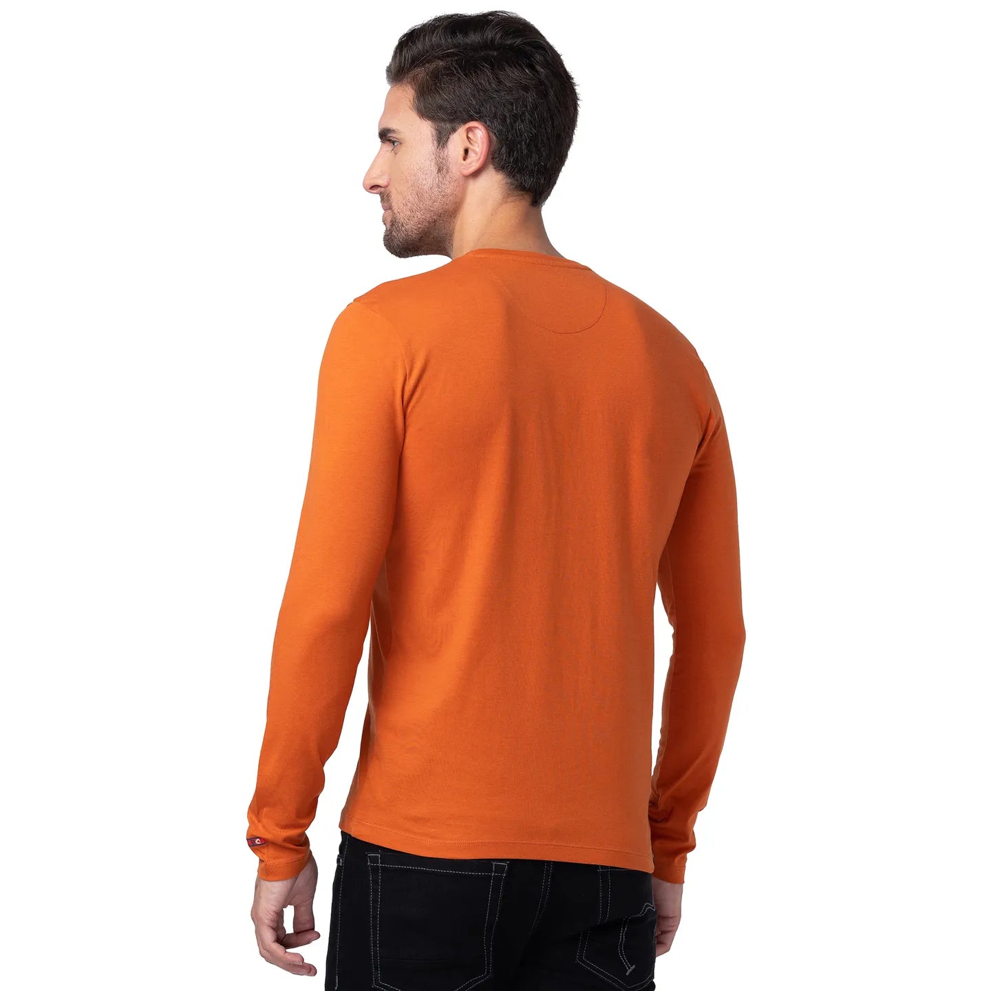 Orange Regular Fit Men's Long Sleeves T-Shirt by Being Human Clothing