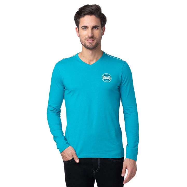 Lake Blue Regular Fit Round Neck Men's T-Shirt by Being Human Clothing