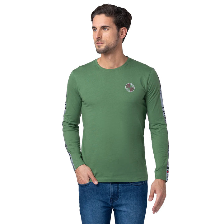 Green Regular Fit Men's Long Sleeves T-Shirt by Being Human Clothing