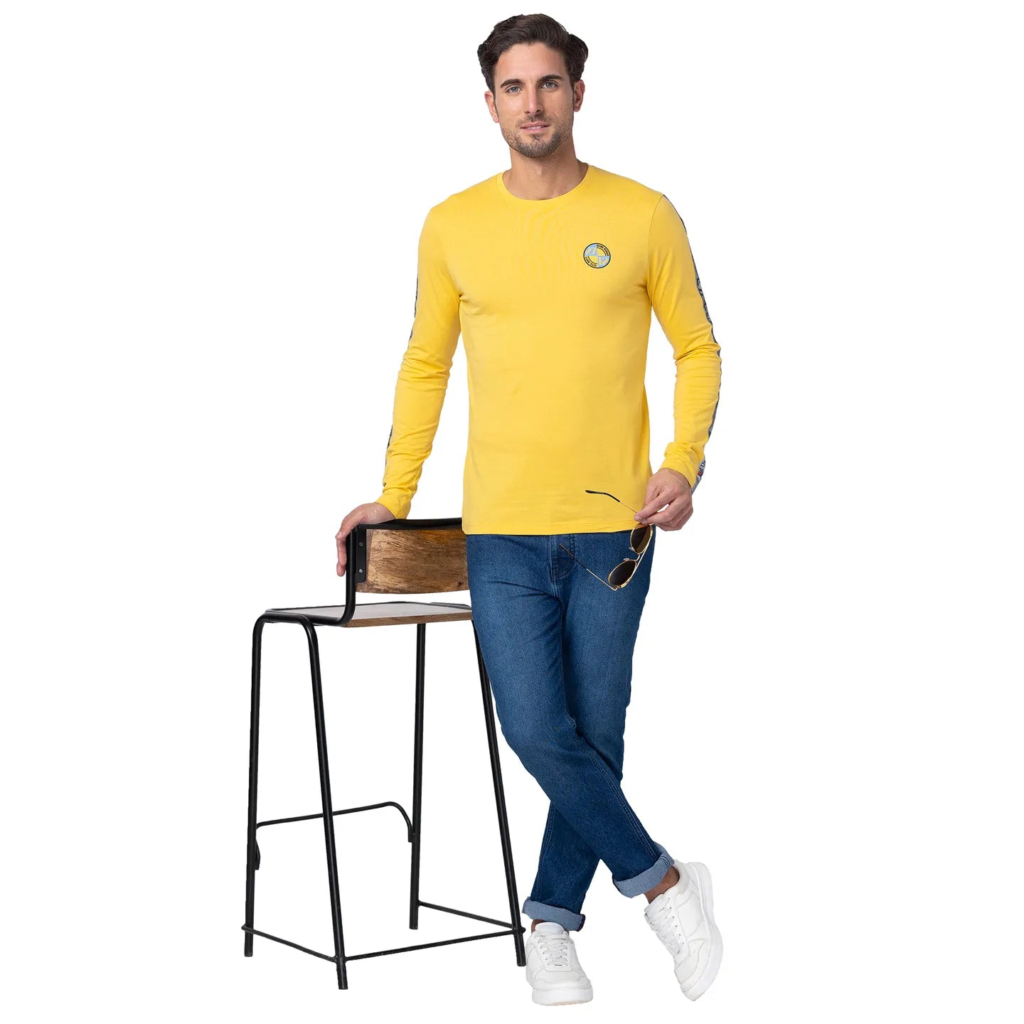 Purple Regular Fit Men's Long Sleeves T-Shirt by Being Human Clothing