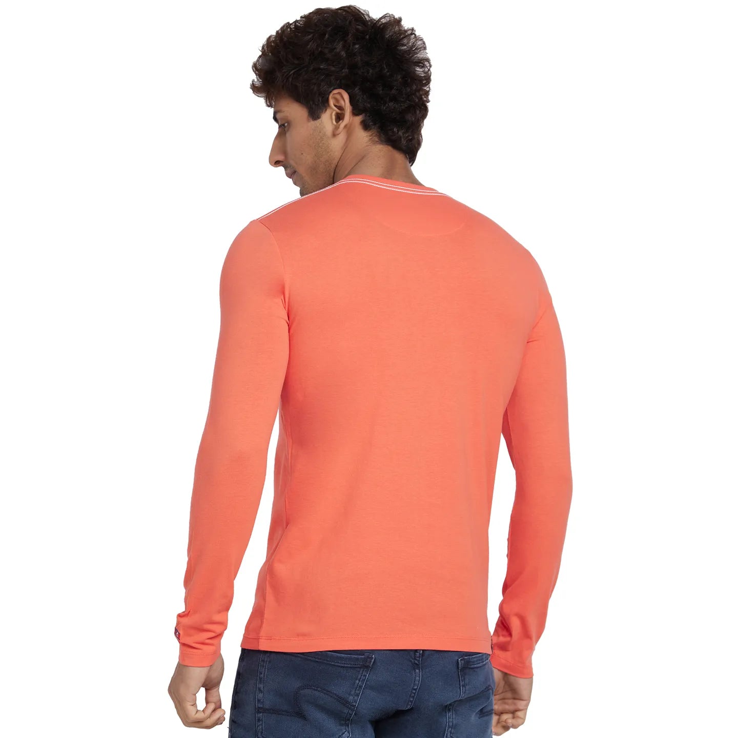 Hot Coral Regular Fit Round Neck Men's T-Shirt by Being Human Clothing