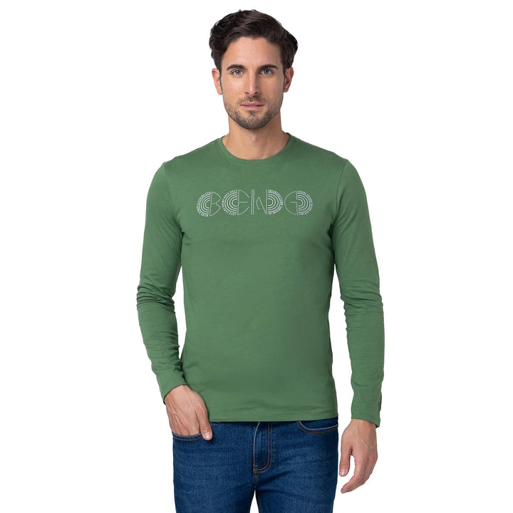 Green Regular Fit Men's Long Sleeves T-Shirt by Being Human Clothing