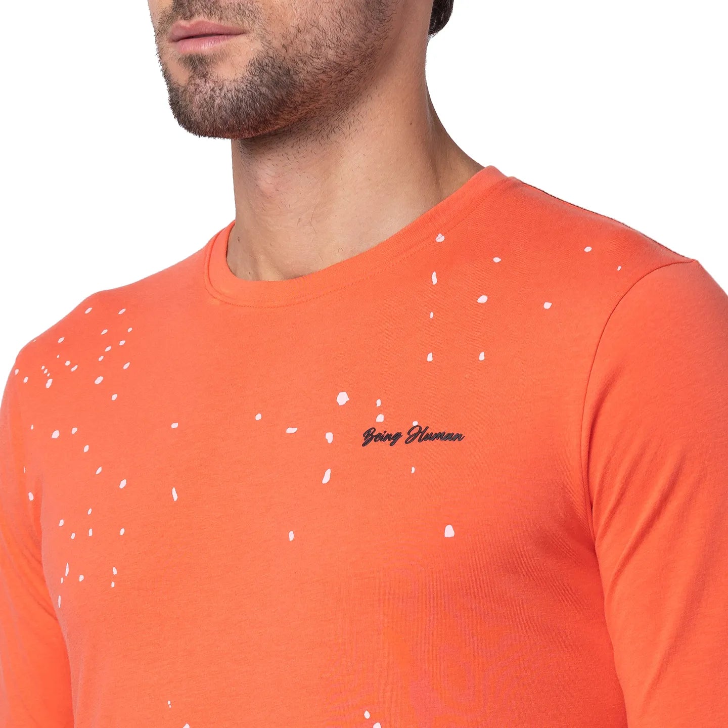 Pink Regular Fit Men's Long Sleeves T-Shirt by Being Human Clothing