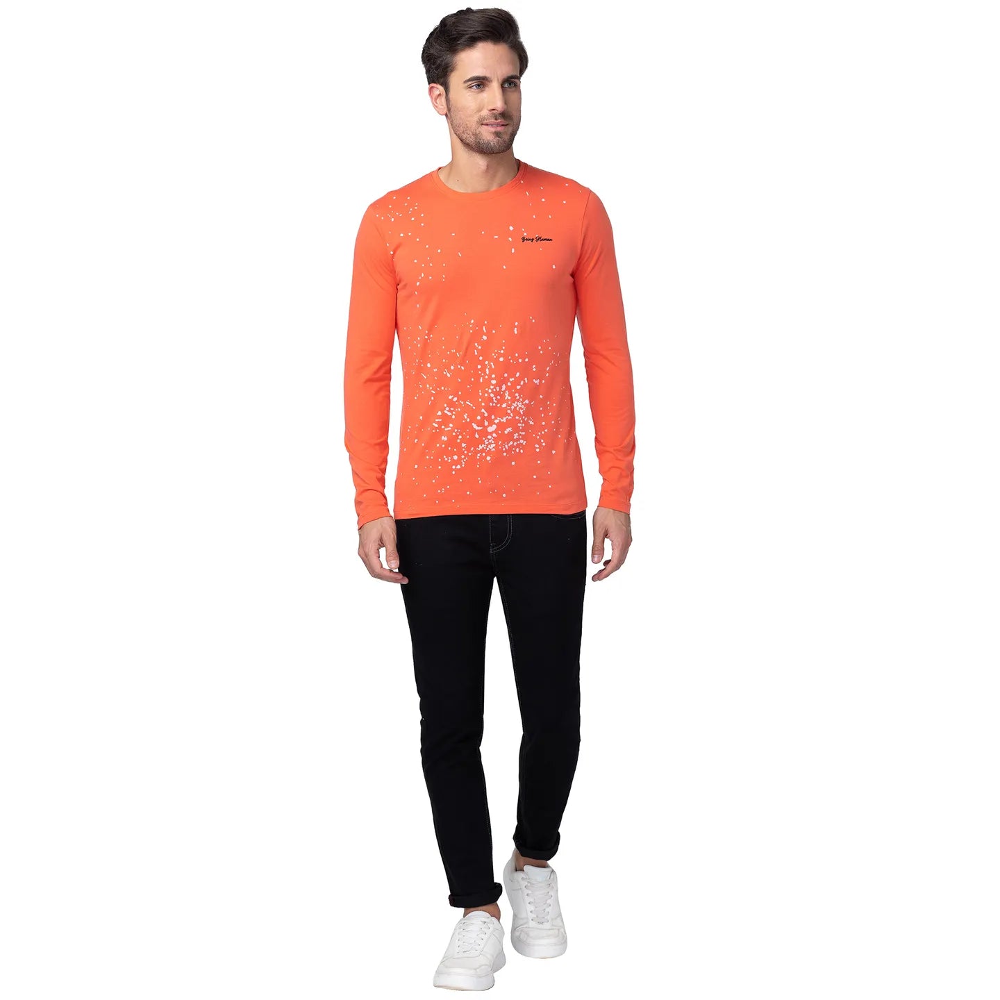 Pink Regular Fit Men's Long Sleeves T-Shirt by Being Human Clothing
