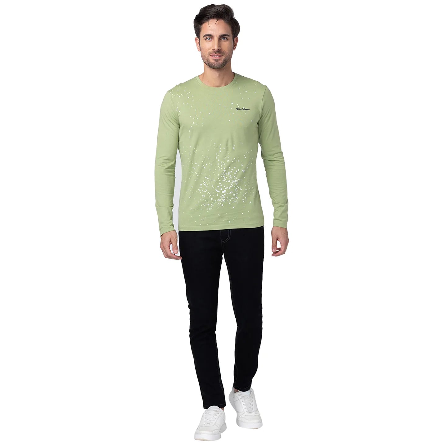 Grey Regular Fit Men's Long Sleeves T-Shirt by Being Human Clothing