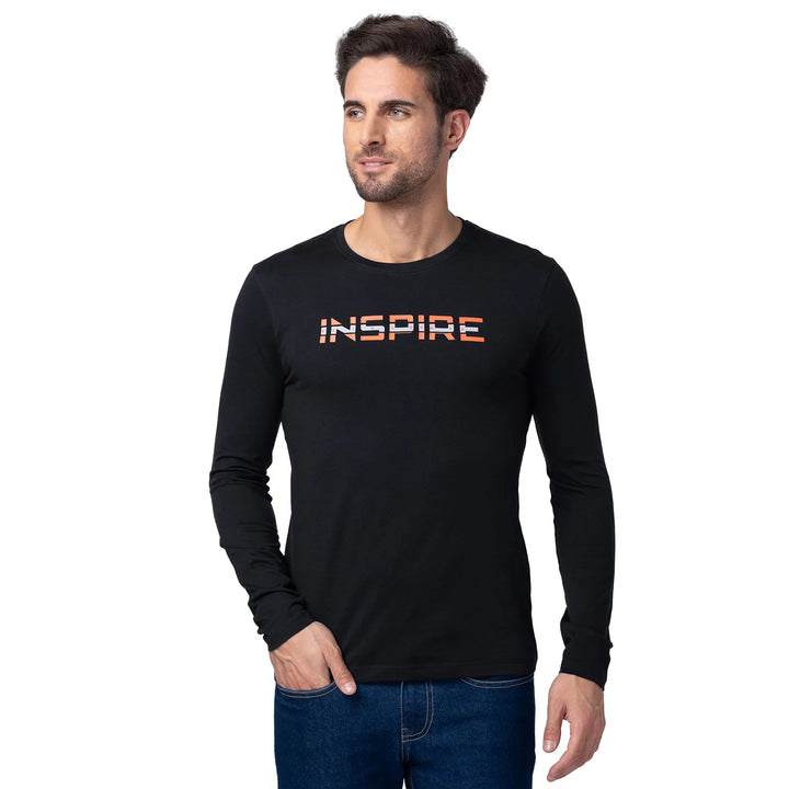 Black Regular Fit Men's Long Sleeves T-Shirt by Being Human Clothing