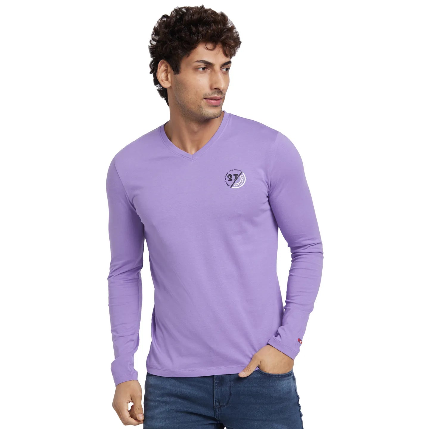 Purple Regular Fit Men's Long Sleeves T-Shirt by Being Human Clothing