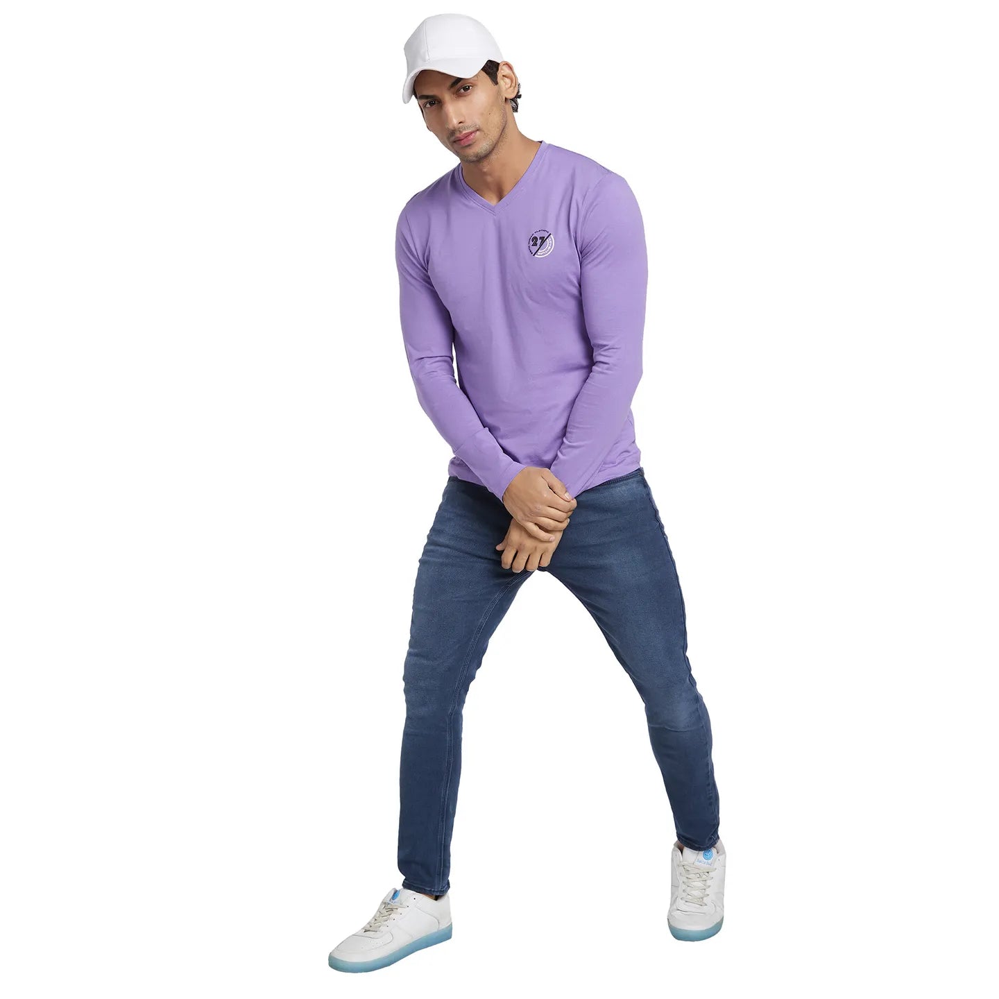 Purple Regular Fit Men's Long Sleeves T-Shirt by Being Human Clothing