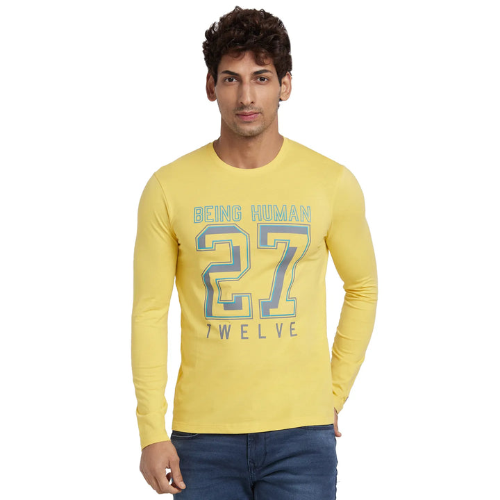 Purple Regular Fit Men's Long Sleeves T-Shirt by Being Human Clothing