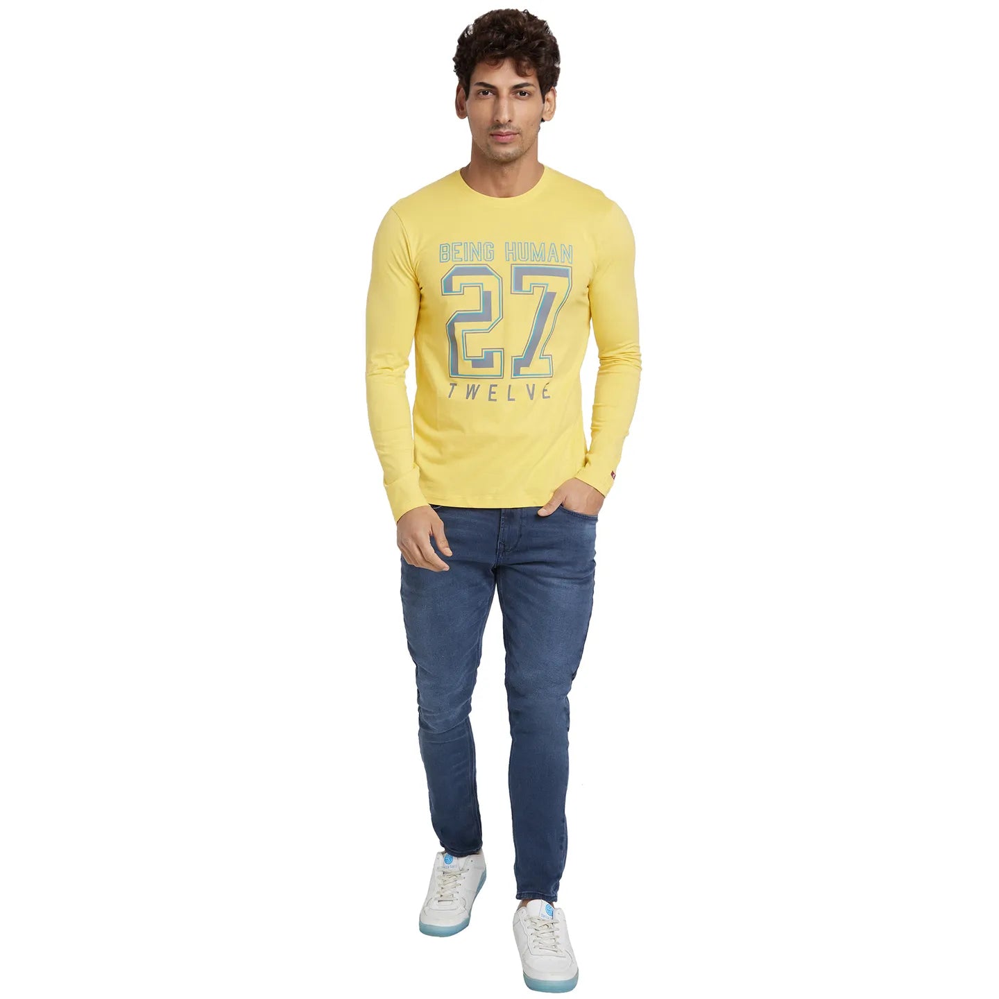 Purple Regular Fit Men's Long Sleeves T-Shirt by Being Human Clothing