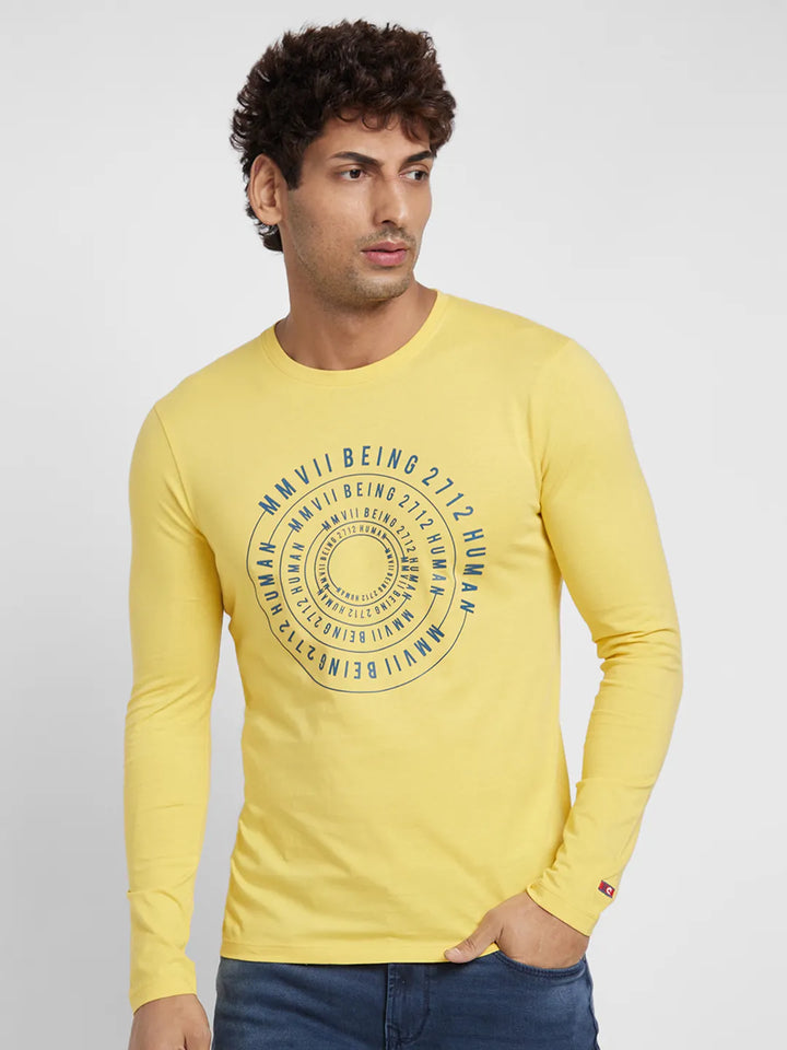 Blue Regular Fit Men's Long Sleeves T-Shirt by Being Human Clothing