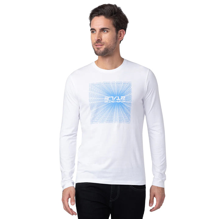 White Regular Fit Men's Long Sleeves T-Shirt by Being Human Clothing
