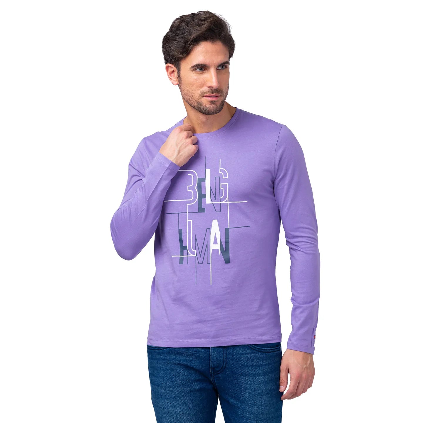 Purple Regular Fit Men's Long Sleeves T-Shirt by Being Human Clothing