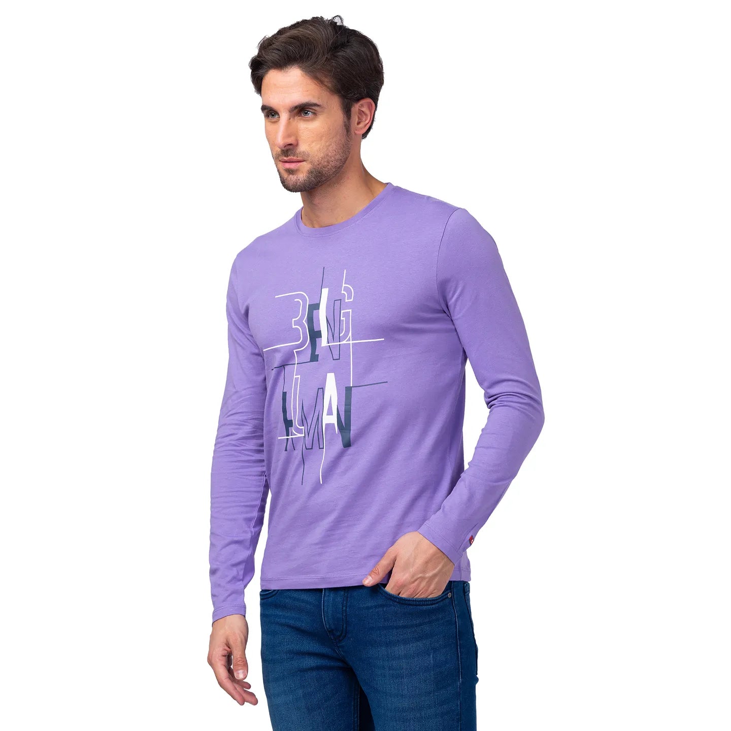 Purple Regular Fit Men's Long Sleeves T-Shirt by Being Human Clothing